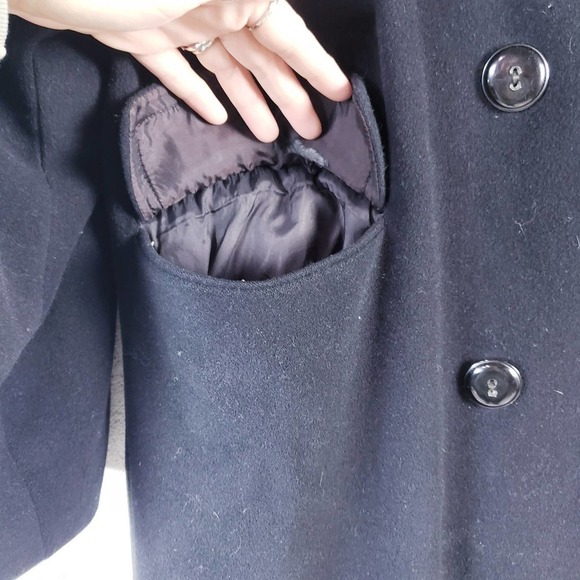 Valentino Miss V Black Double Breasted Notch Collar Long Trench Coat Size 46/12 - Picture 5 of 8